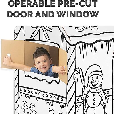 Bankers Box At Play Color-in Playhouse, Life-Size Corrugated Playhouse