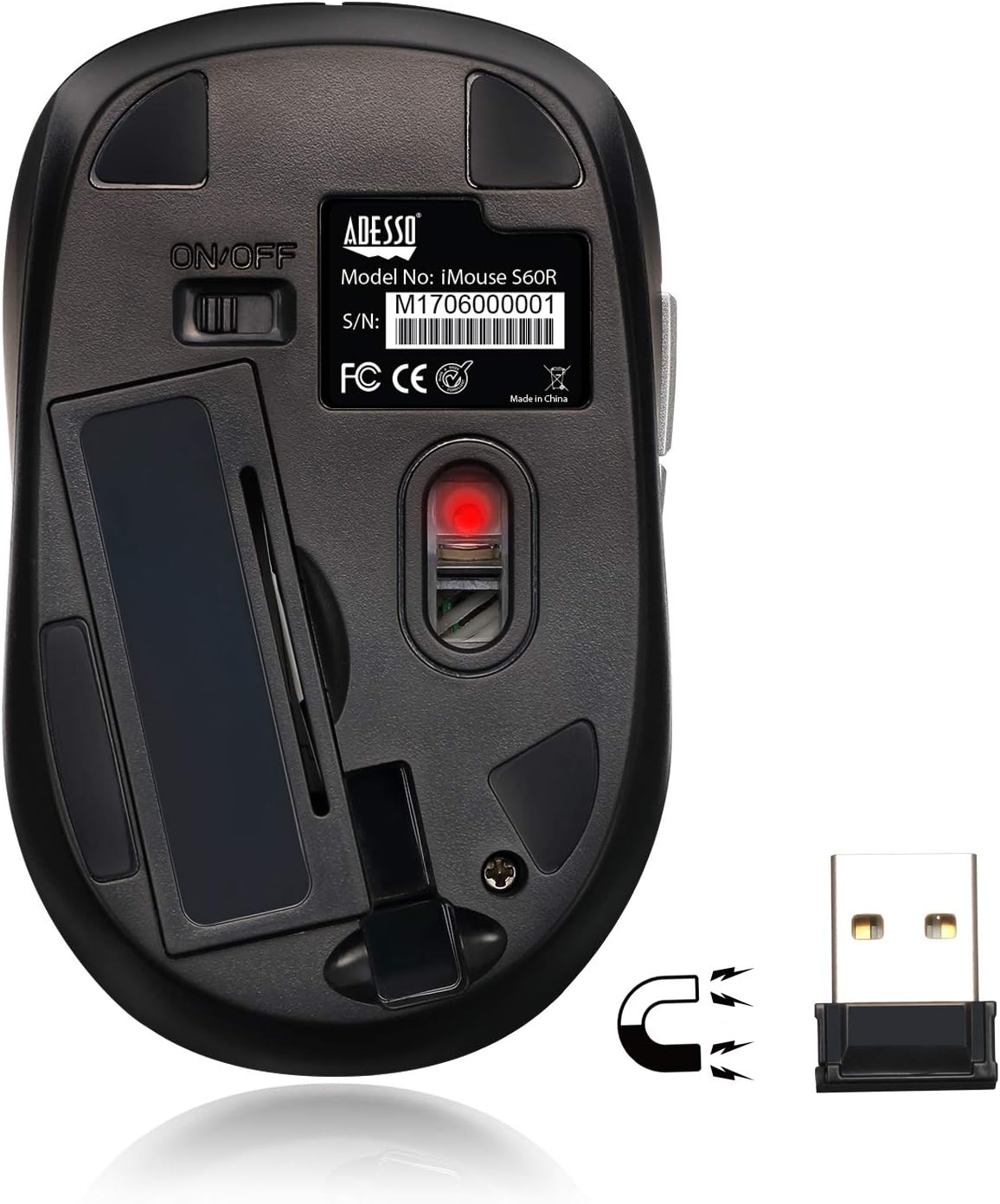 ADESSO iMouse S60 Wireless Optical Mouse with 2.4 GHz RF, Programmable Driver, Tilt-Wheel Scrolling