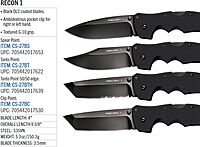 Cold Steel Recon 1 4" S35VN Razor-Sharp Blade 5.375" G-10 Handle Tactical Folding Knife w/Tri-Ad Lock, Ambidextrous Pocket/Belt Clip Tanto Point; 50/50 Plain Serrated Edge