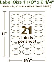 Avery EcoFriendly Matte White Recycled Oval Scalloped Labels, 1-1/8" x 2-1/4", Print-to-The-Edge, Matte White Labels, Permanent Adhesive, Laser/Inkjet Printable, 210 Total 210 labels