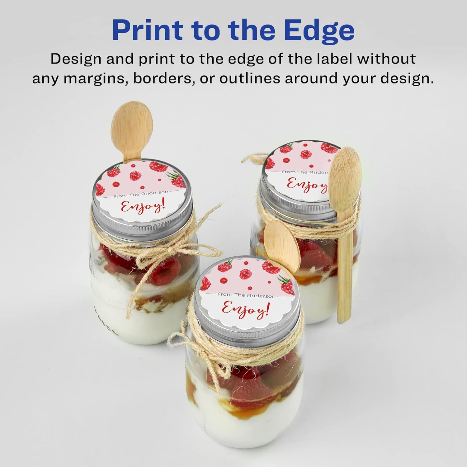 Avery Durable Waterproof Round Scalloped Labels, Sure Feed Technology, 2.5" Diameter