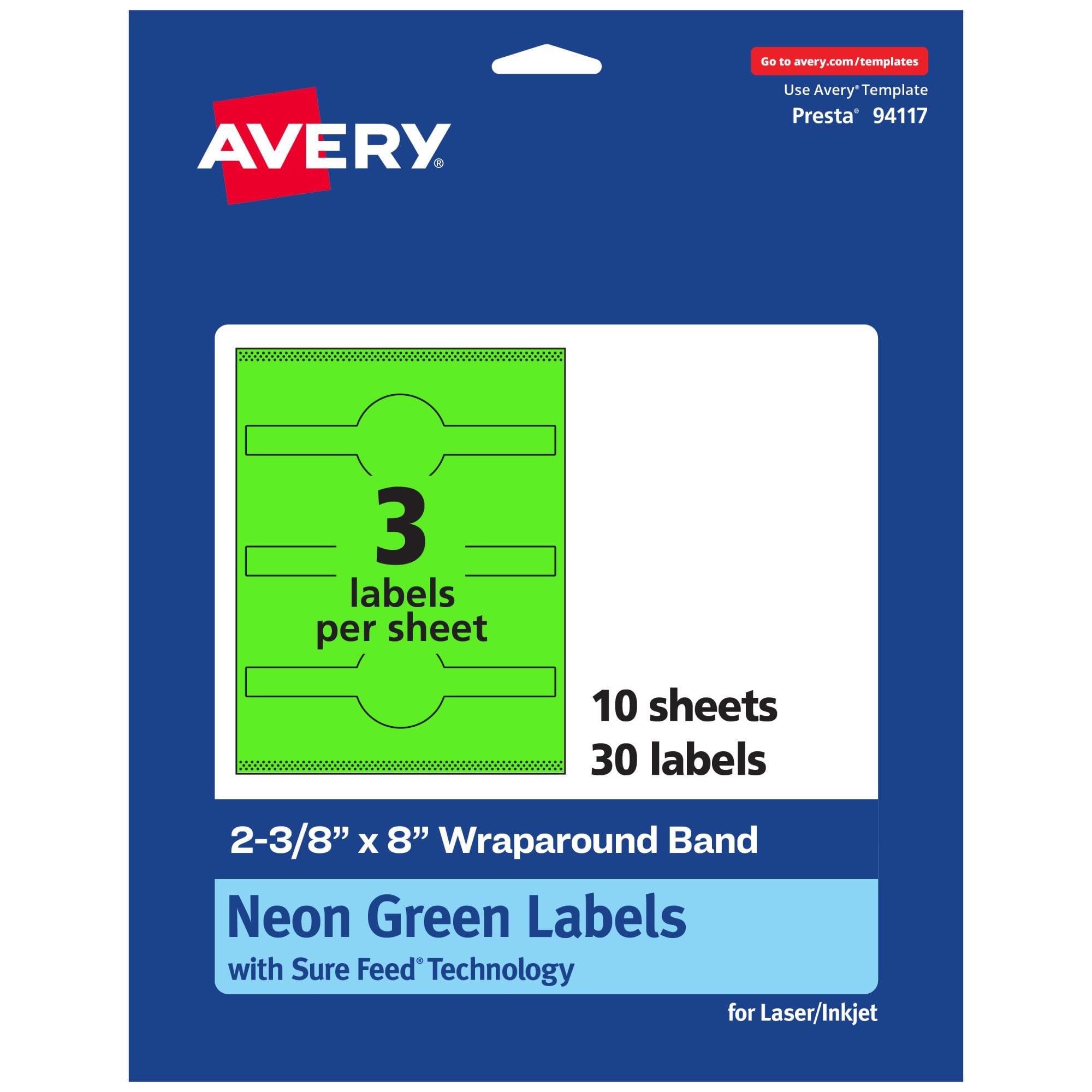 Avery Printable Wraparound Band Labels, Sure Feed Technology, Cigar Band Labels, Laser/Inkjet Printable