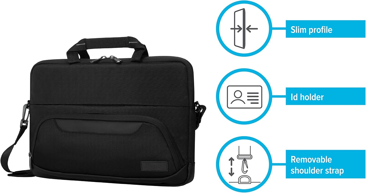 Targus 12-14" Laptop Bag for Business and Travel, Black - Computer Messenger Bag for Men and Women