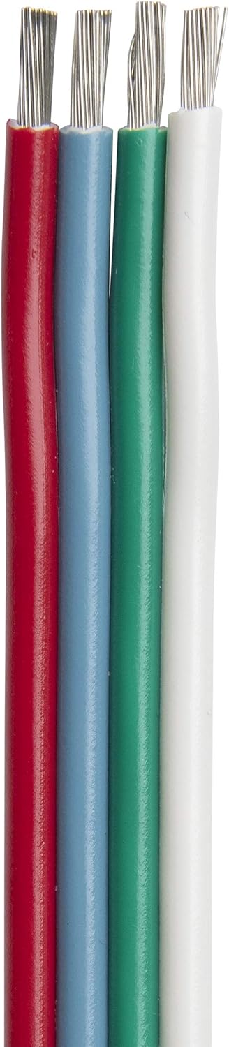 Ancor 160110 Bonded Cable, 16/4 AWG (Flat Ribbon) - 100ft - Red/Light Blue/Green/White