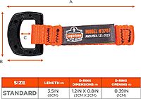 Ergodyne Squids 3707 Tool Tethering Attachment for Hand Tools, Non Conductive D-Ring, 2lbs Weight Rating, 6-Pack