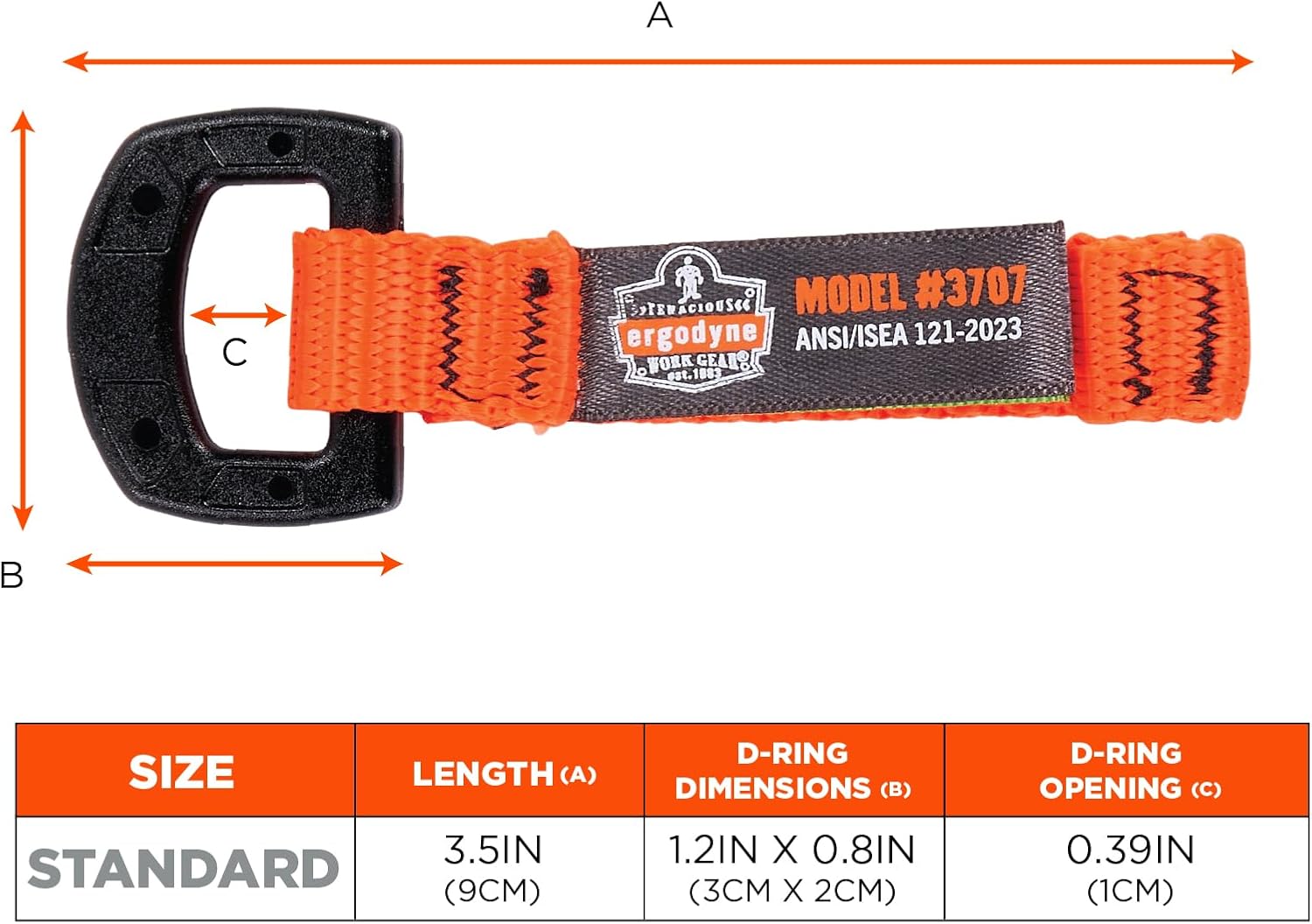 Ergodyne Squids 3707 Tool Tethering Attachment for Hand Tools, Non Conductive D-Ring, 2lbs Weight Rating, 6-Pack