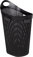 MIND READER 60L Rolling Laundry Hamper, Wicker-Style Plastic, Wheels