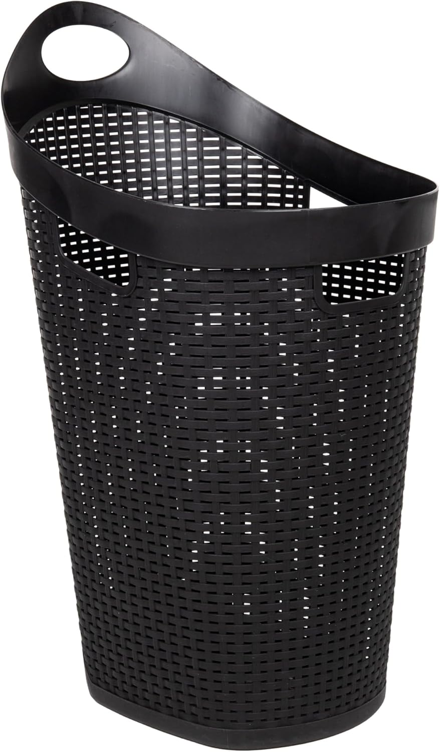 MIND READER 60L Rolling Laundry Hamper, Wicker-Style Plastic, Wheels
