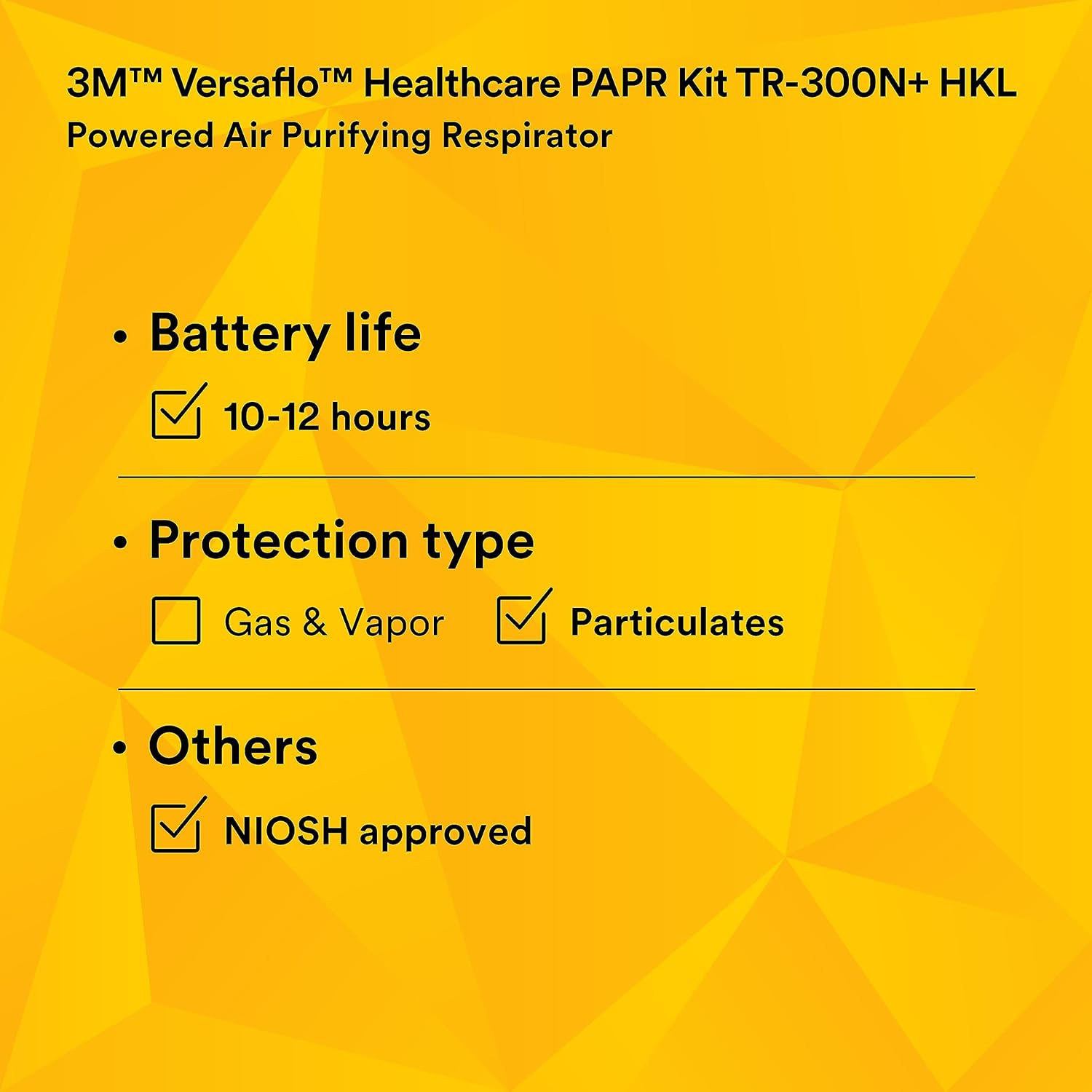 3M PAPR Respirator, Versaflo Powered Air Purifying Respirator Kit, TR-300N+ HKL, Healthcare, M/L Headcover, Lightweight