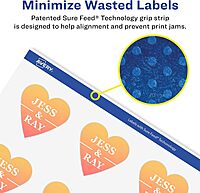 Avery Matte White Removable Heart Labels, 1.5" x 1.5", Sure Feed Technology, Print-to-The-Edge, Laser/Inkjet Printable
