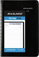 AT-A-GLANCE 2026 Appointment Book Planner, Daily, 5" x 8", Small, Quarter-Hourly, DayMinder, Black (G1000026)