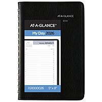 AT-A-GLANCE 2026 Appointment Book Planner, Daily, 5" x 8", Small, Quarter-Hourly, DayMinder, Black (G1000026)