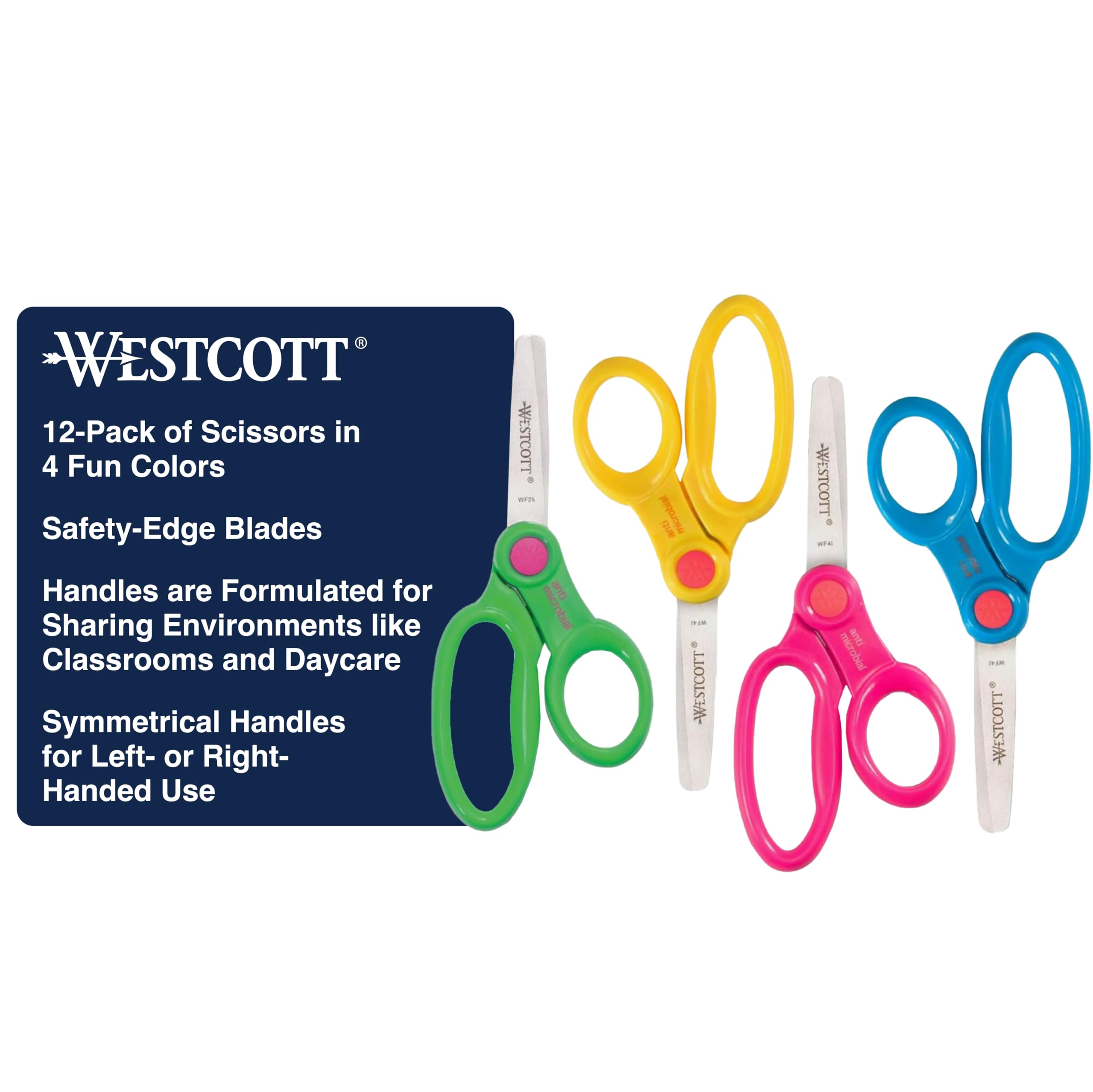 WESTCOTT 5-Inch Kids Safety Scissors, 12-Pack