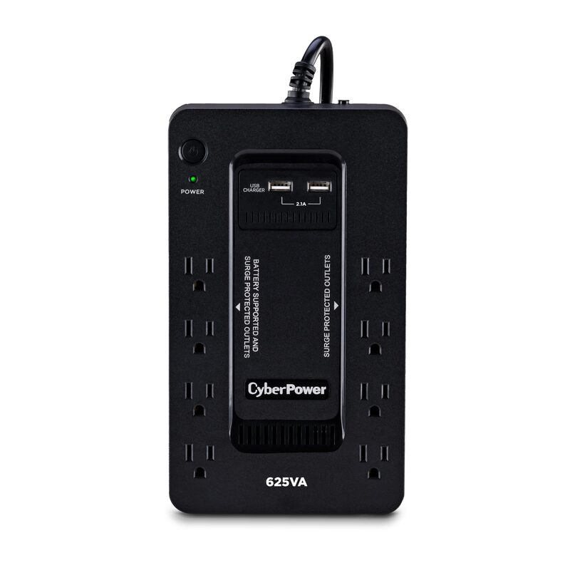 CyberPower ST625U Standby UPS System, 625VA/360W, 8 Outlets, 2 USB Charging Ports, Compact, Black