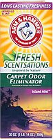 Arm & Hammer Fresh Scentsations Carpet Odor Eliminator, Island Mist, 30 oz Box, 6/Carton