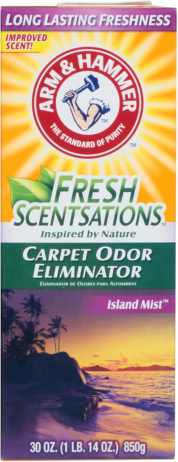 Arm & Hammer Fresh Scentsations Carpet Odor Eliminator, Island Mist, 30 oz Box, 6/Carton
