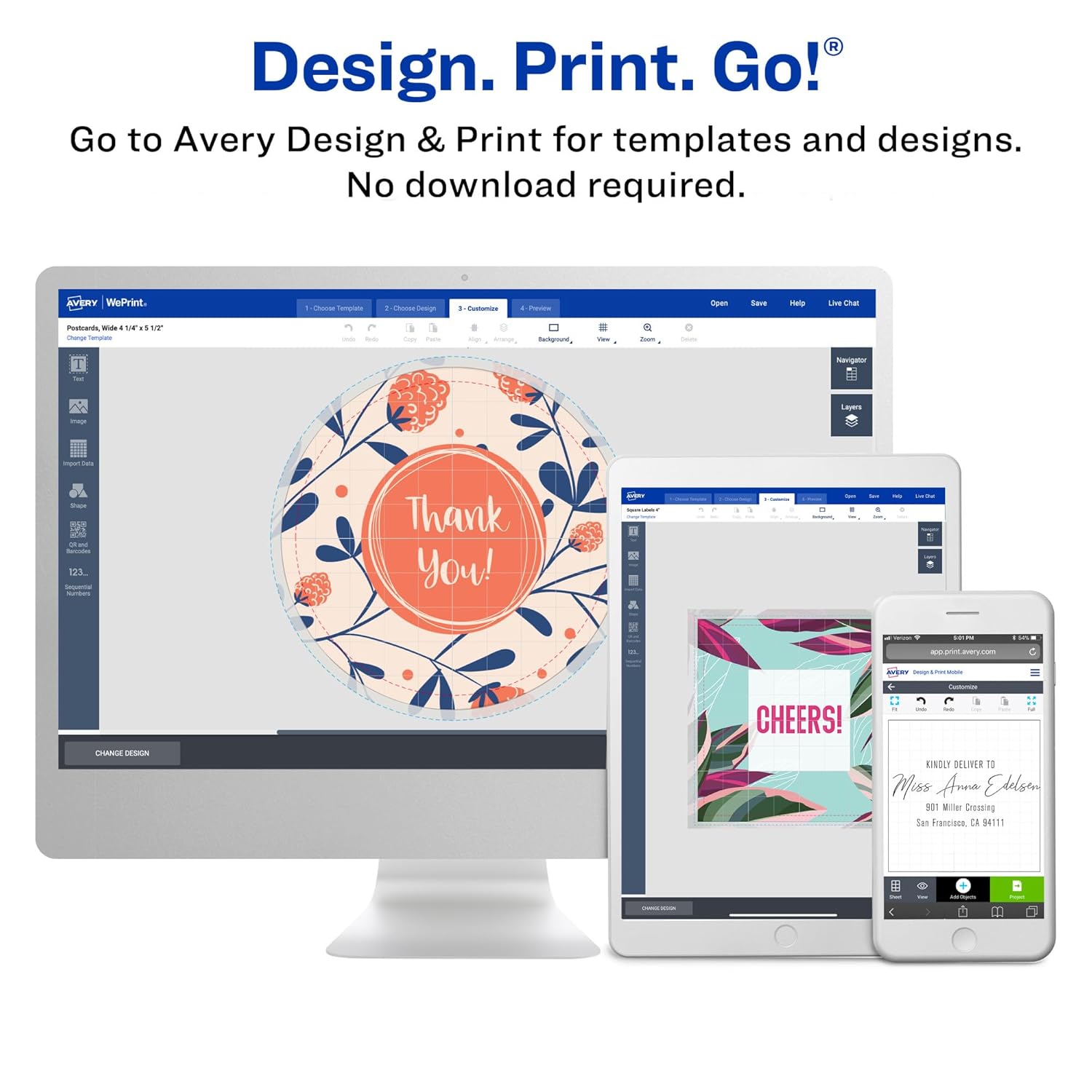 Avery EcoFriendly Matte White Recycled Square Labels, 2" x 2", Print-to-The-Edge, Permanent Adhesive, Laser/Inkjet Printable