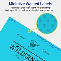 AVERY Printable Rectangle Labels, Sure Feed technology, 5" x 6", Bright Blue, Laser/Inkjet Printable