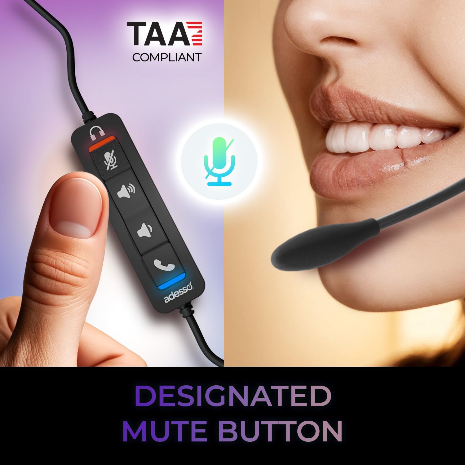 ADESSO Xtream P4 USB C Headset with Microphone TAA Compliant Made in Taiwan Dual Connector Business Communication Headset