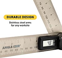 General Tools Digital Angle Finder Ruler #822 - 5" Stainless Steel Woodworking Protractor Tool with Large LCD Display 5-Inch