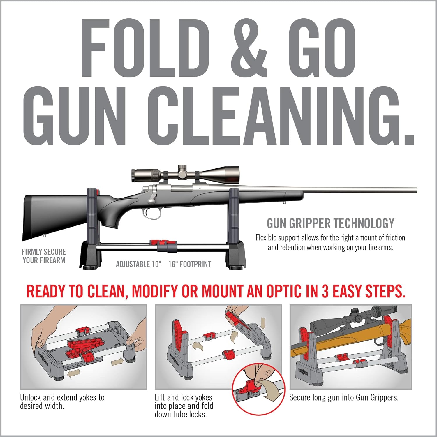 Real Avid Speed Stand | Collapsible Design, Adjustable 10" - 16" Stand for Cleaning & Maintenance | Compact