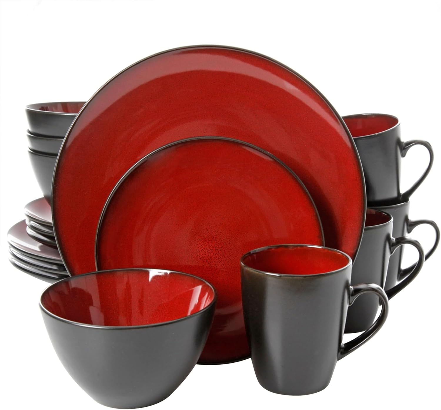 Gibson Soho Lounge 16-Piece Round Dinnerware Set, Burgundy