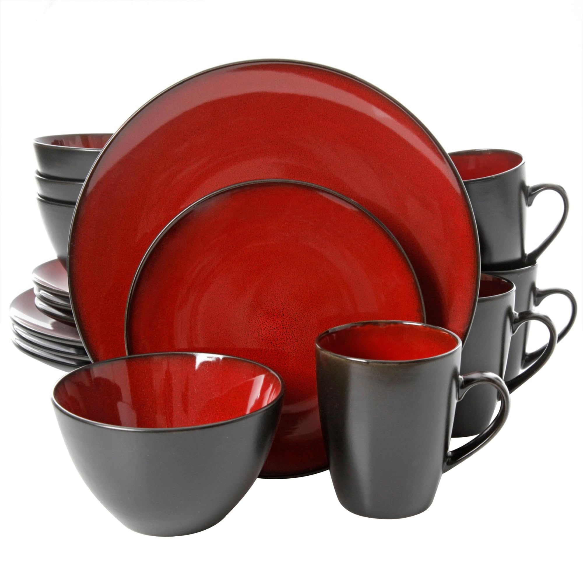 Gibson Soho Lounge 16-Piece Round Dinnerware Set, Burgundy