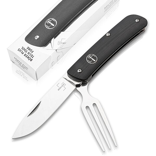 Böker Plus® Tech Tool Fork - noble pocket knife with fork - foldable camping cutlery - design travel cutlery - foldable outdoor cutlery with clip