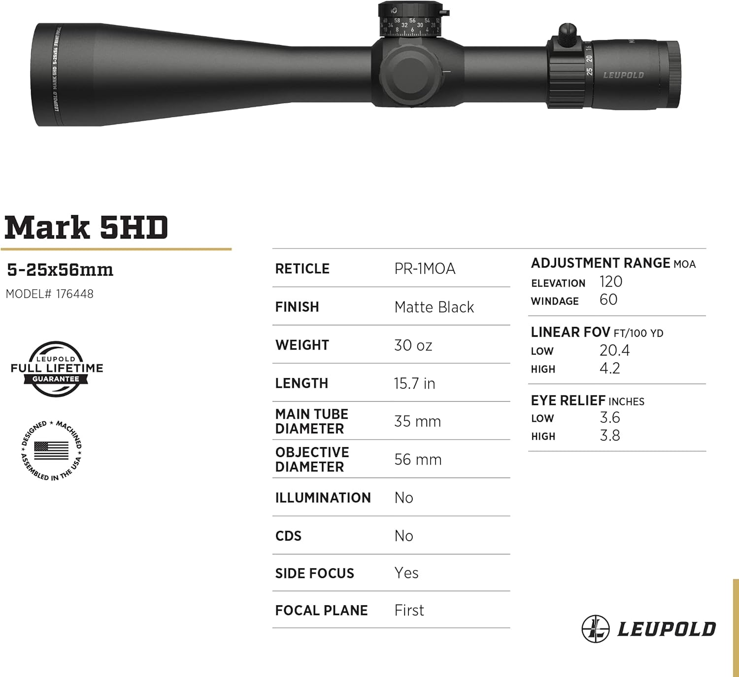 LEUPOLD Mark 5HD FFP Side Focus Riflescope