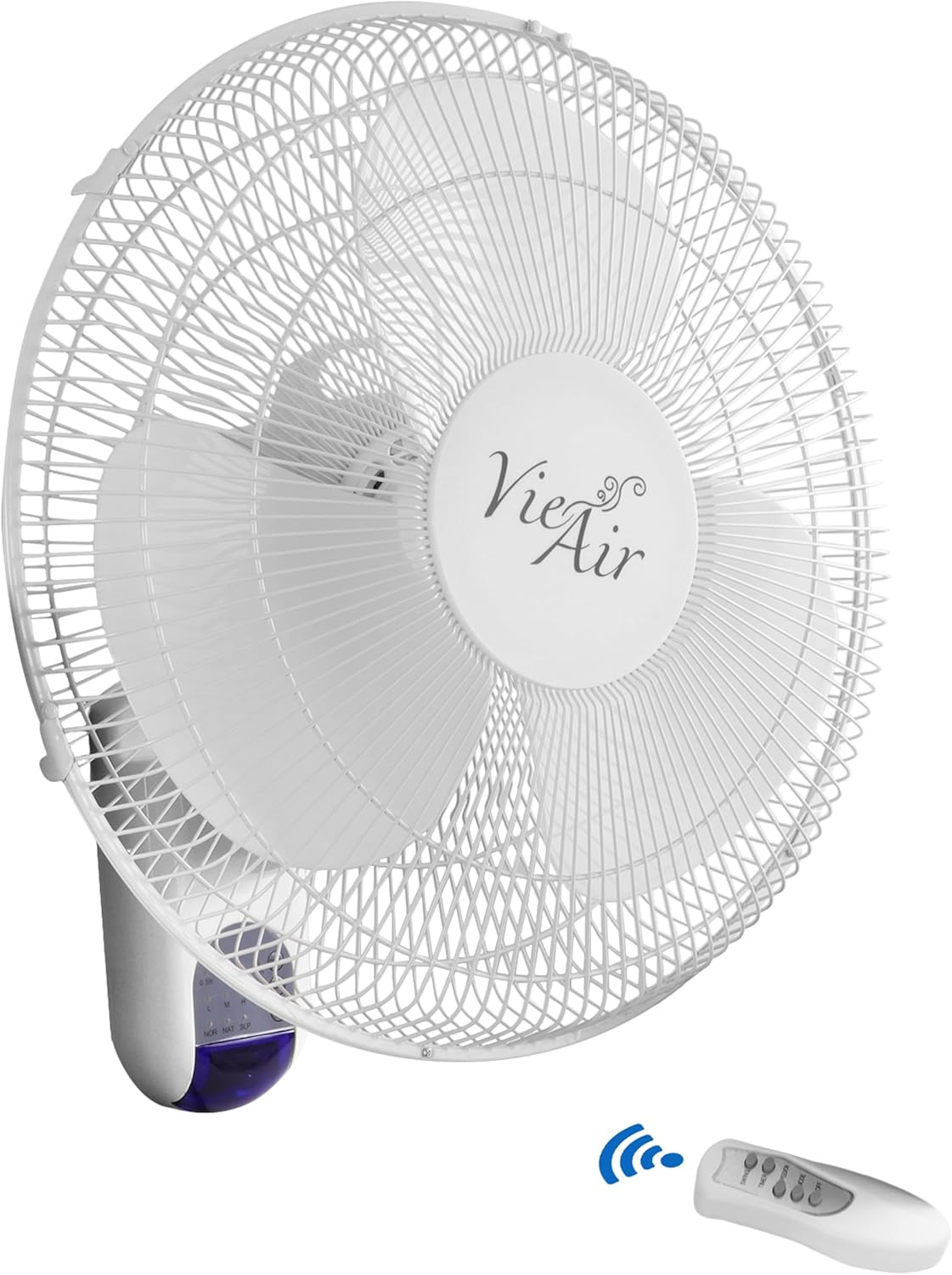 Vie Air 16" Plastic Wall Fan with Remote Control in White