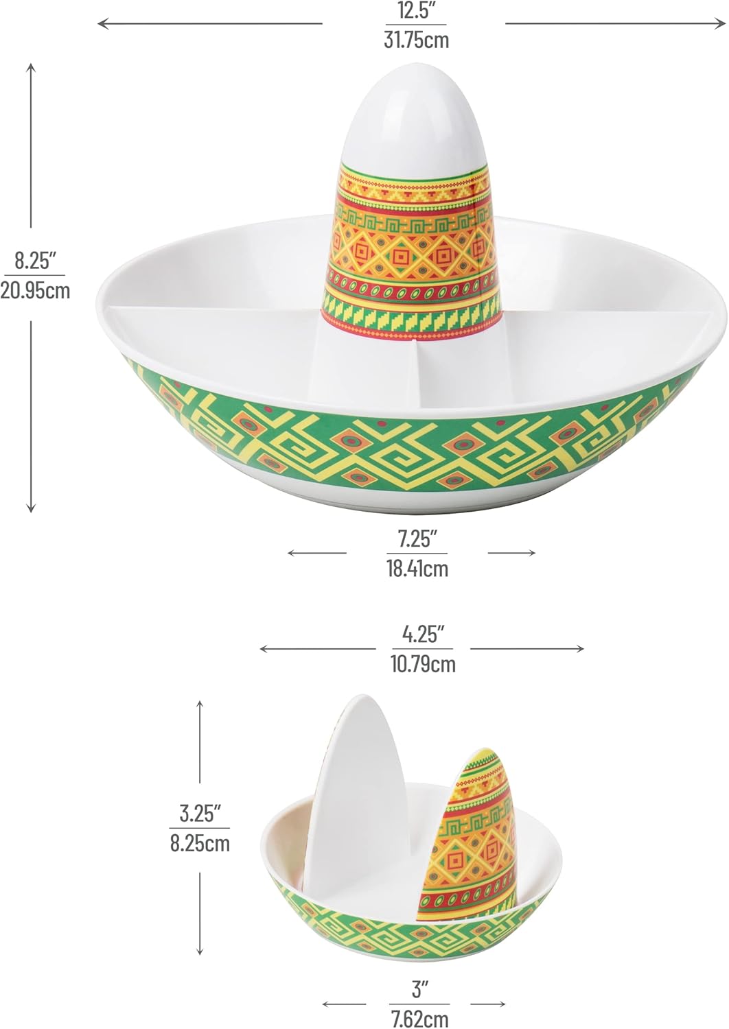 Mind Reader Taco Holders and Divided Serving Carousel Set, Taco Tuesday, Melamine, 12.5"L x 12.5"W x 8.25"H, 5 pcs