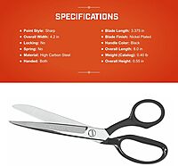 Crescent Wiss 8-1/8" Industrial Bent Trimmers - Heavy Duty Scissors Cutting Tool for Sewing Fabric, Carpet, Drapery
