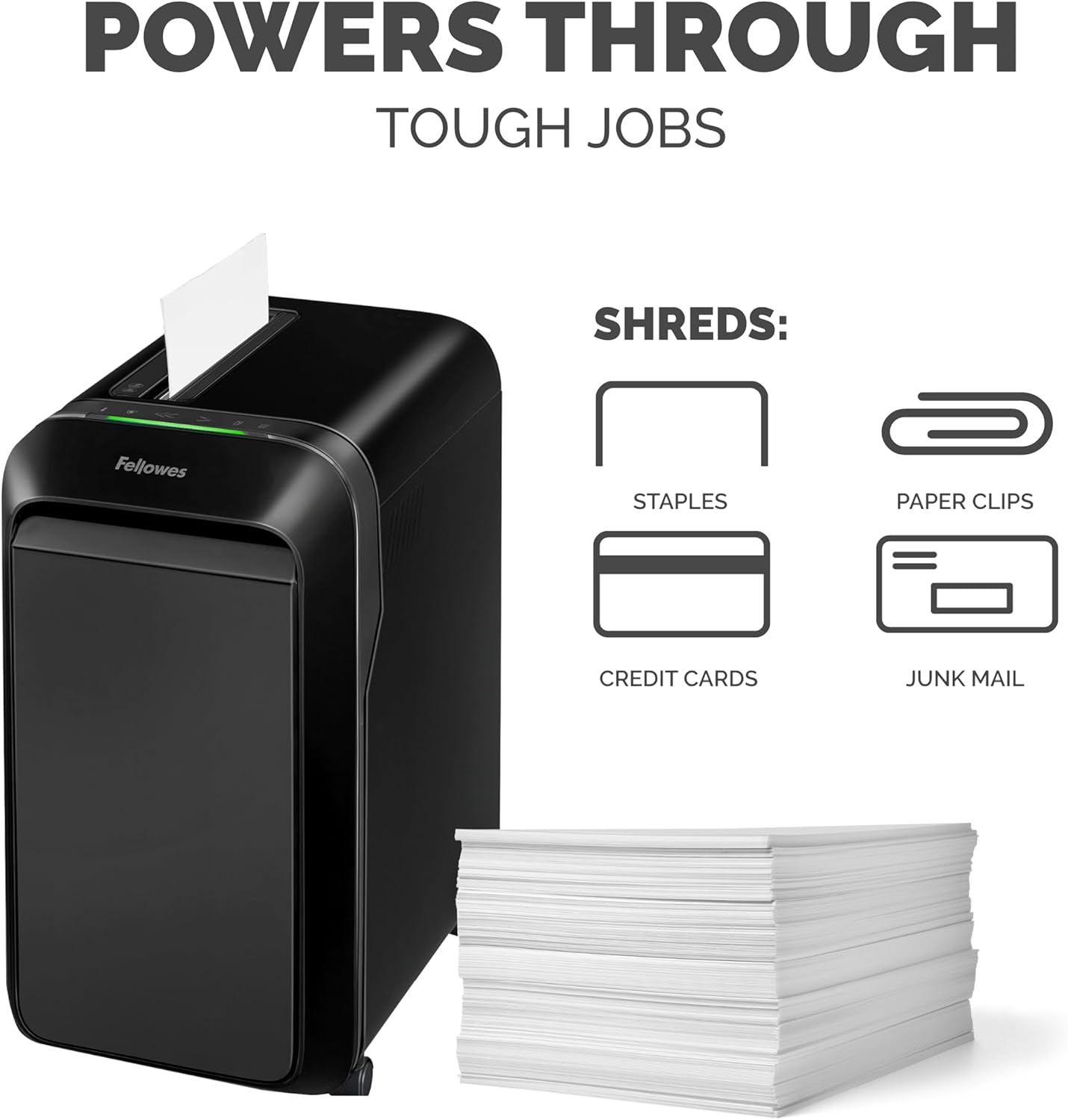 Fellowes LX190 20 Sheet P-4 Cross-Cut, Heavy Duty Paper Office Shredder, 100% Jam Proof