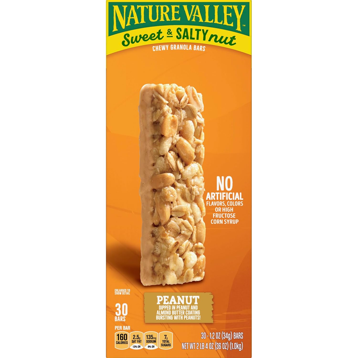 Nature Valley Sweet and Salty Granola Bars, Peanut, 30 Bars, 36 OZ Peanut 30 Count (Pack of 1)