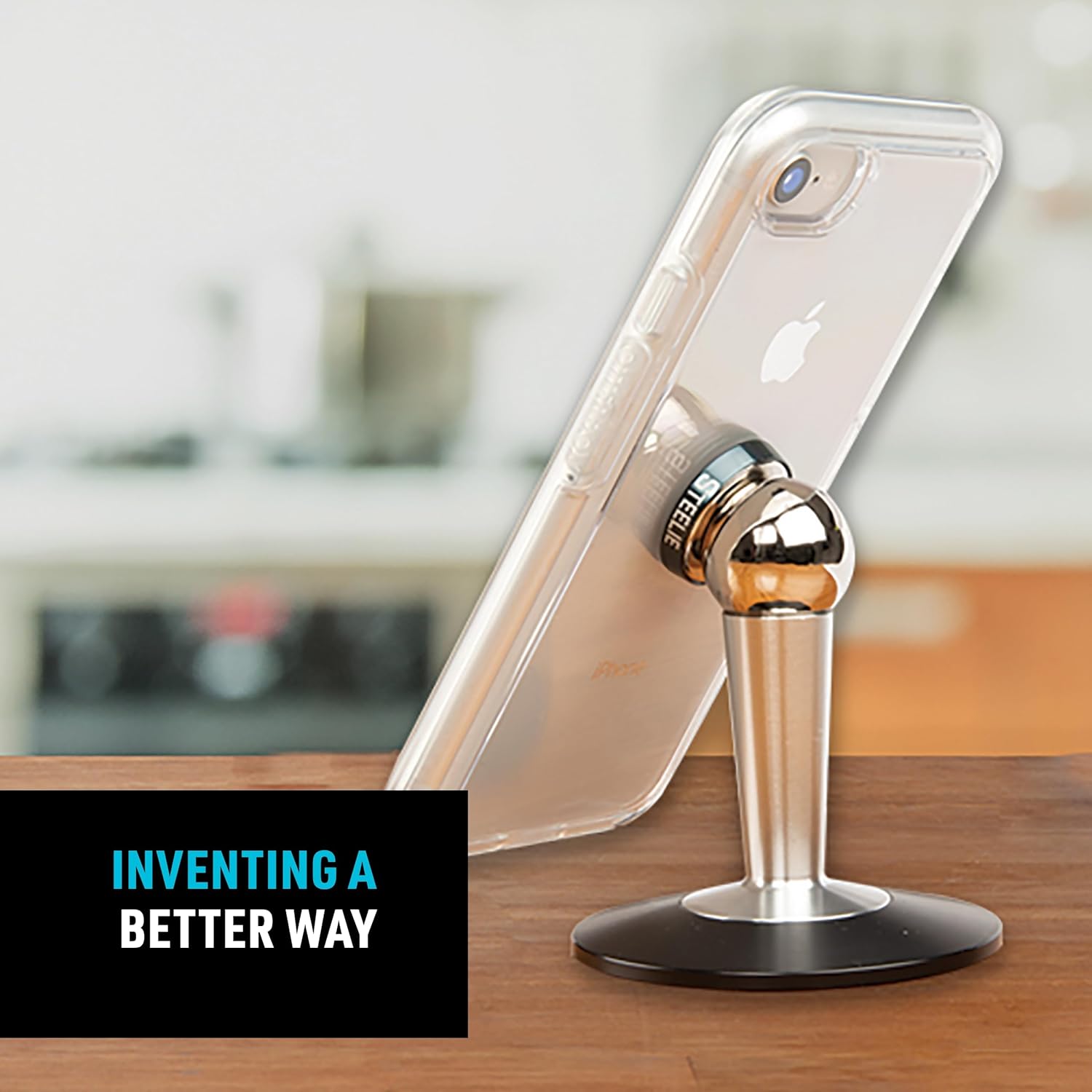 Nite Ize Steelie Pedestal Mount - Tabletop Stand Compatible with MagSafe iPhones & Tablets - Magnetic Desk Phone Mount