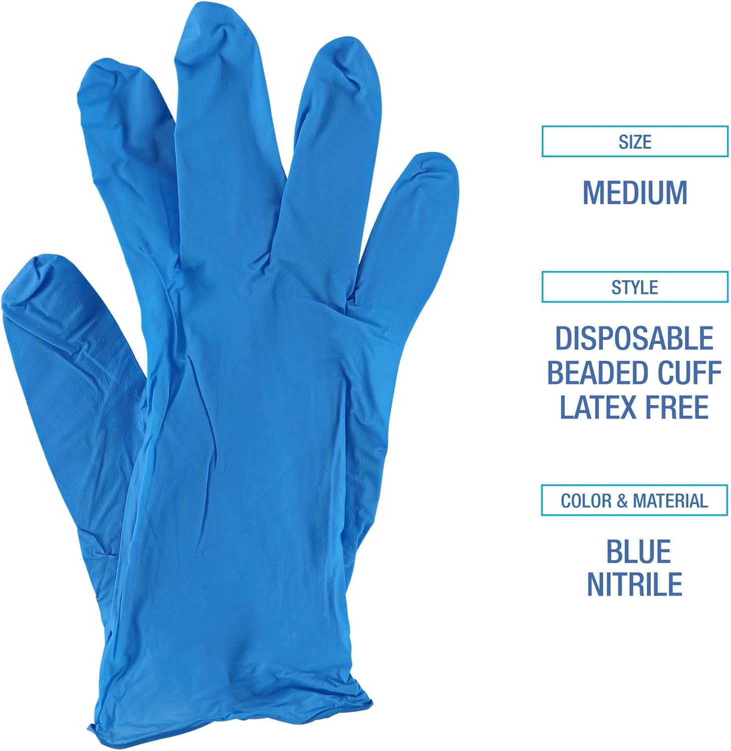 Boardwalk Disposable General-Purpose Powder-Free Nitrile Gloves, Medium, Blue, 5mil, Box Of 100 Gloves