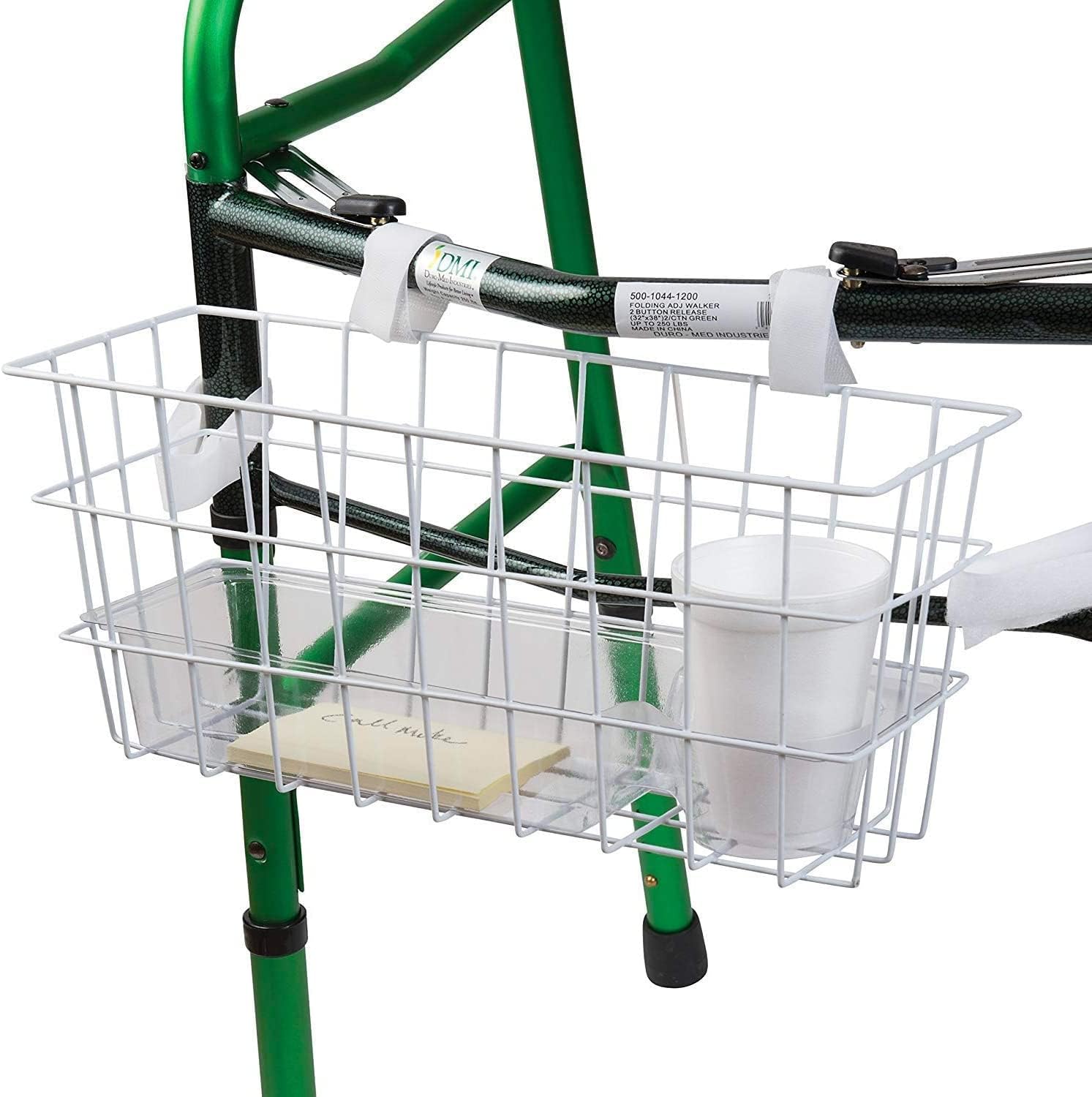HealthSmart Durable Walker Accessories Basket For Walker | No Tools Needed | Secure Cup Holder & Tray | Walker Accessories