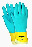 Memphis 5400S Blue Neoprene on Yellow Latex Flock Lined Glove, Size 10 (12 Pair)