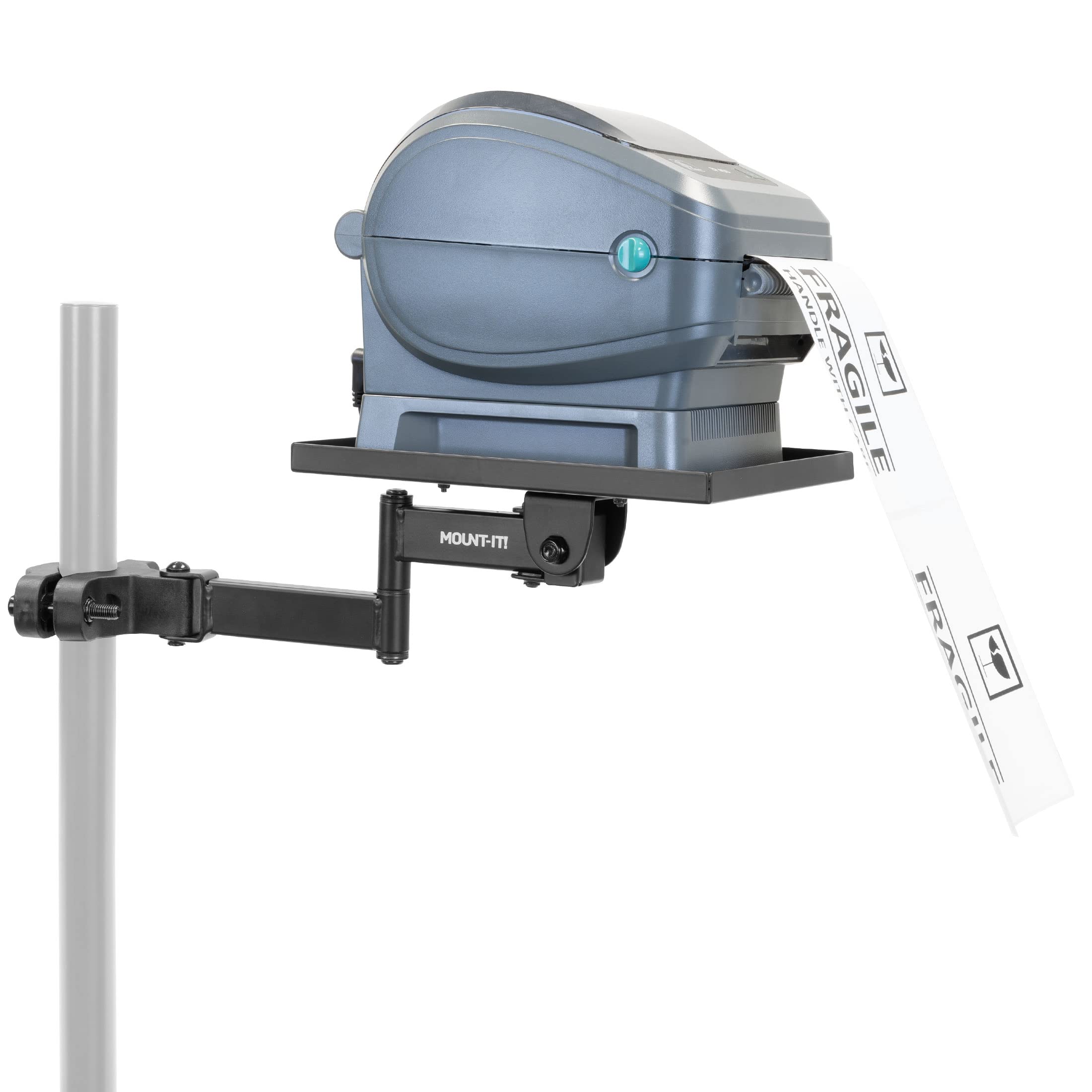 Mount-It! Printer Pole Mount for Thermal Label Printers, Full Motion Arm with Rotating Tray, Holds up to 11 lbs, Swivel