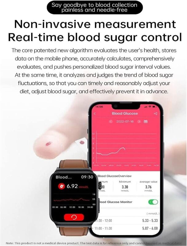 Reloj Inteligente De Glucosa En Sangre ECG+PPG HRV
