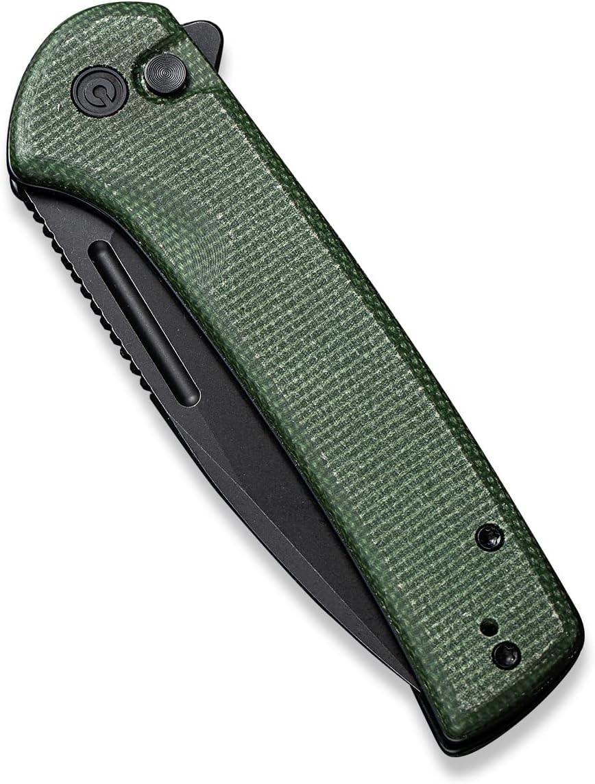 CIVIVI Conspirator Pocket Folding Knife 3.48in Blade, Micarta Handle, Button Lock