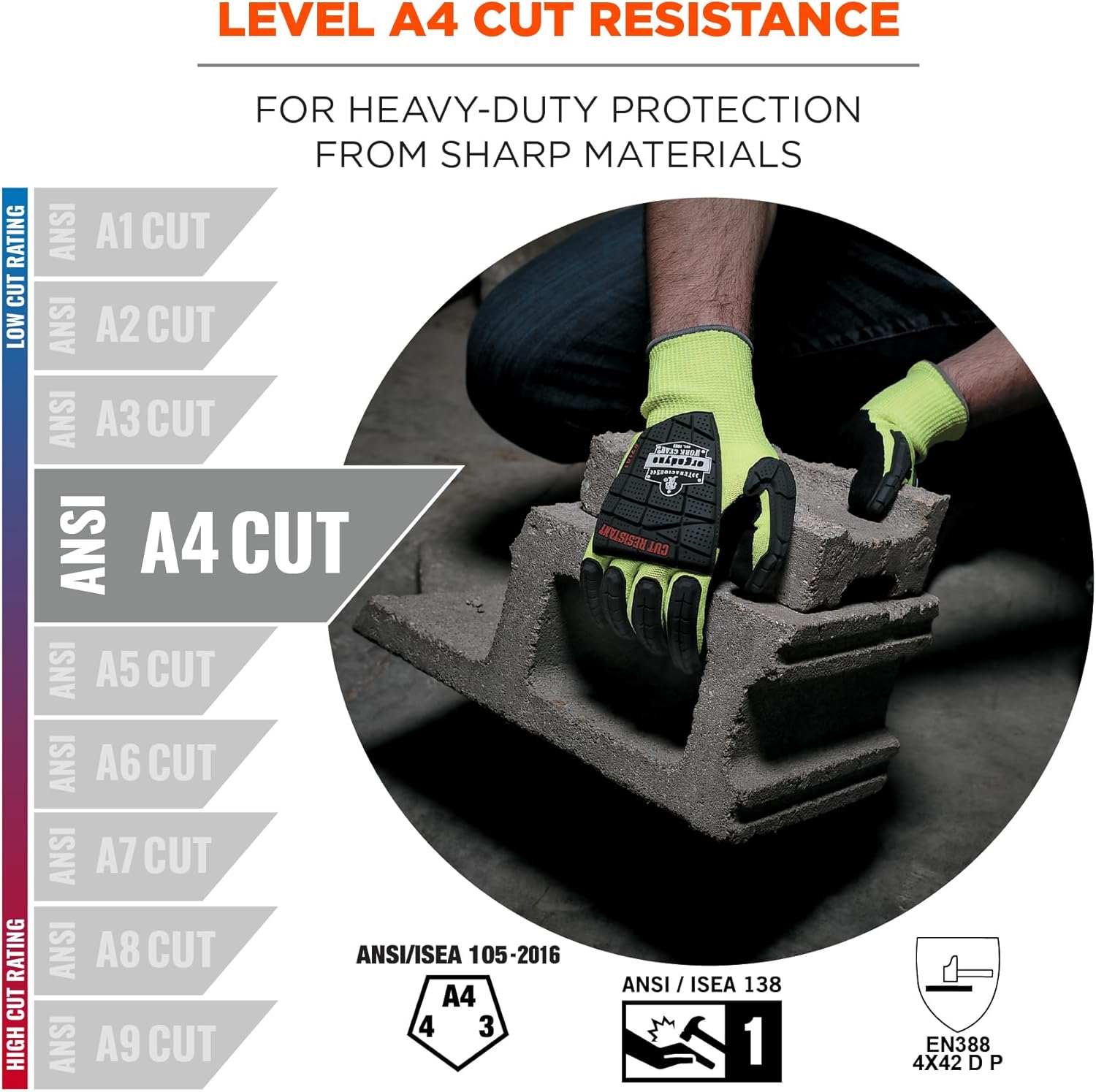 Ergodyne ProFlex 7141 Hi-Vis Nitrile-Coated DIR Level 4 Cut-Resistant Gloves