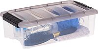 IRIS USA 6 Quart Stack & Pull Clear Storage Box, Gray, 12 Pack