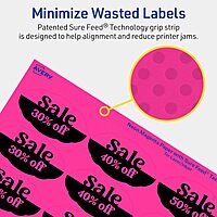 Avery Printable Oval Scalloped Labels, Sure Feed Technology, 1-1/8 in x 2-1/4 in, Neon Magenta, Print-to-the-Edge