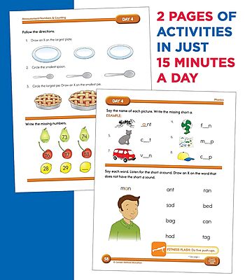 Summer Bridge Activities Kindergarten to 1st Grade Workbooks, K-1 Activity Book With Math, Reading Comprehension, Science, Fitness, Social Studies, Writing Practice, and Flash Cards (Volume 2)