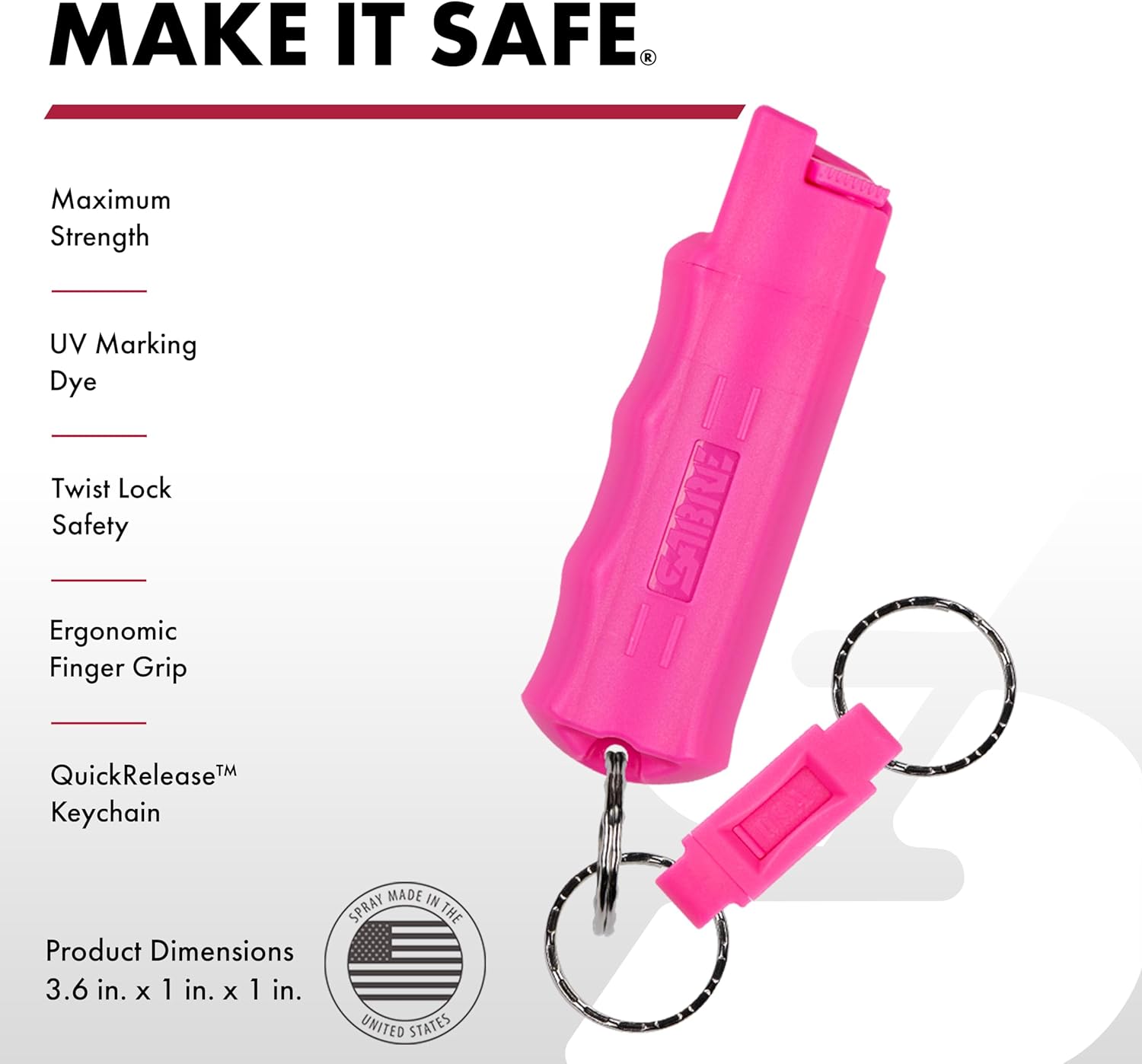 SABRE Pepper Spray, Supports National Breast Cancer Foundation, Maximum Police Strength OC Spray