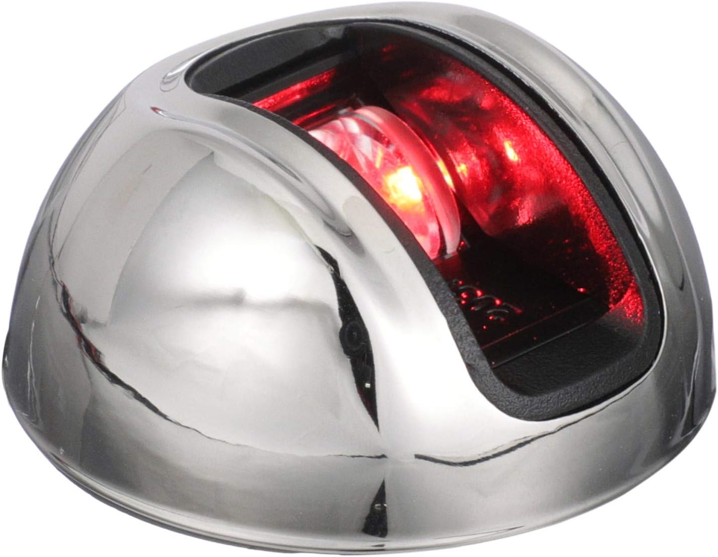 Attwood NV3012SSR-7 LightArmor 2-Mile Vertical Surface Mount Navigation Light, Red LED Lighting, Round Stainless Housing