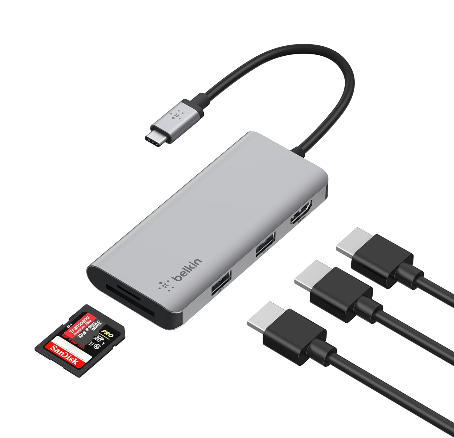 Belkin USB-C MultiPort Docking Station with 4K HDMI, SD & microSD Card Readers and USB-A Ports