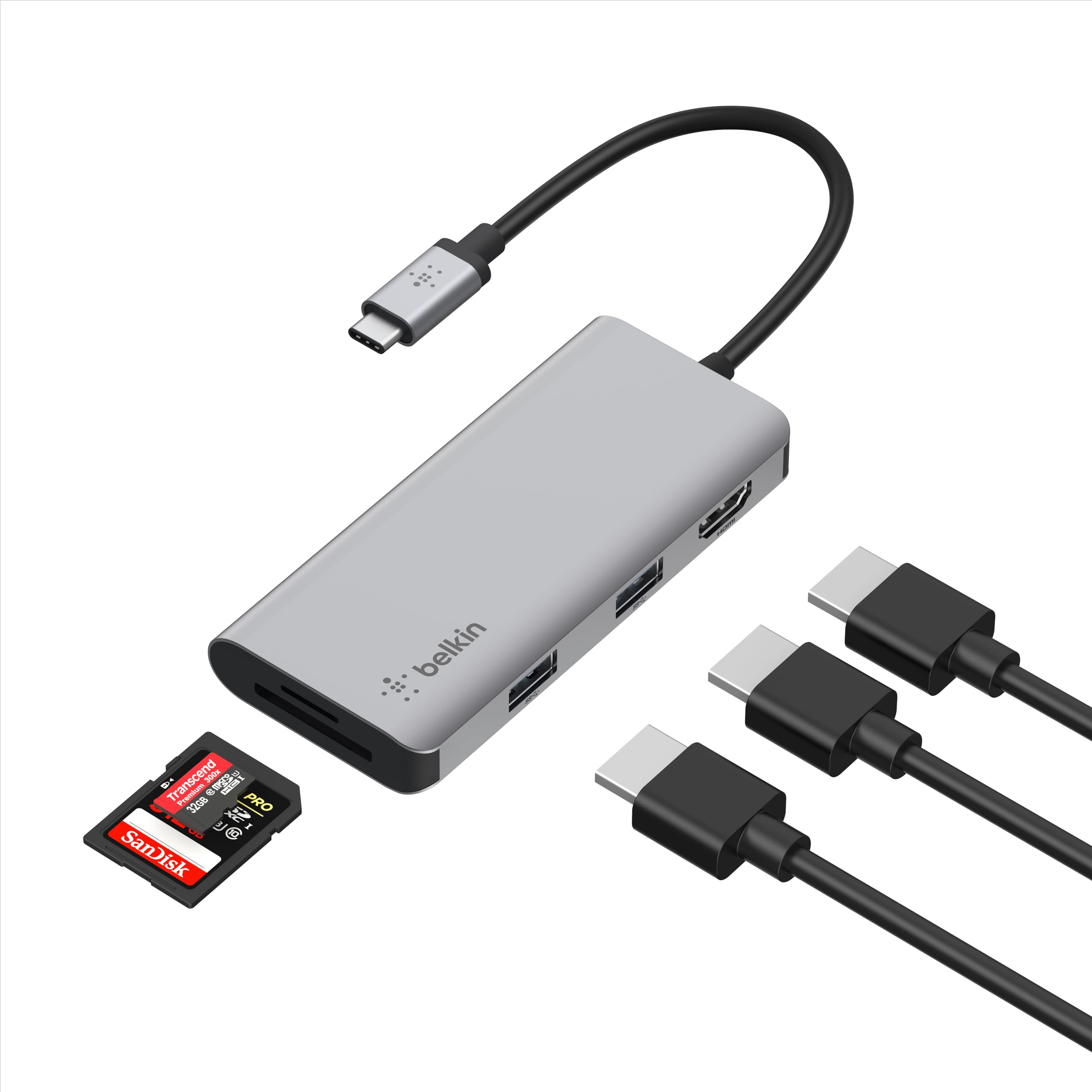 Belkin USB-C MultiPort Docking Station with 4K HDMI, SD & microSD Card Readers and USB-A Ports