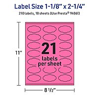 Avery Printable Oval Scalloped Labels, Sure Feed Technology, 1-1/8" x 2-1/4", Bright Pink, Print-to-the-Edge
